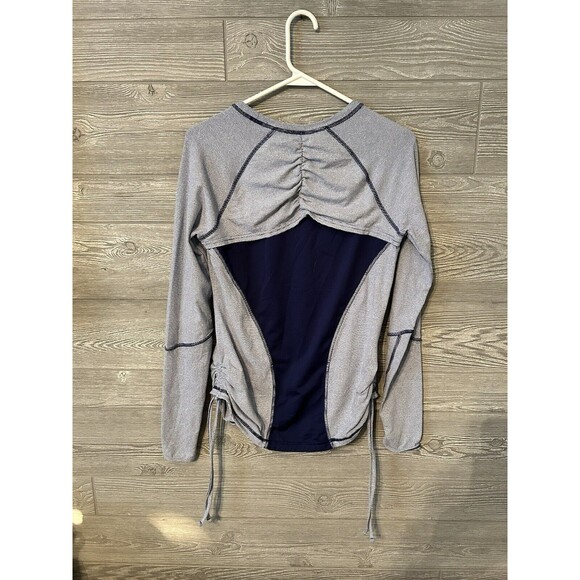 Lucy Tech M Workout Pullover Shirt Yoga Run Long Sleeve Top Ruching Keyhole Vent - Picture 4 of 8